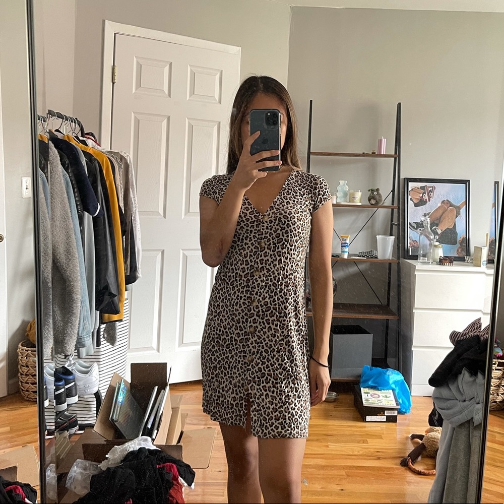 Cheetah button up dress